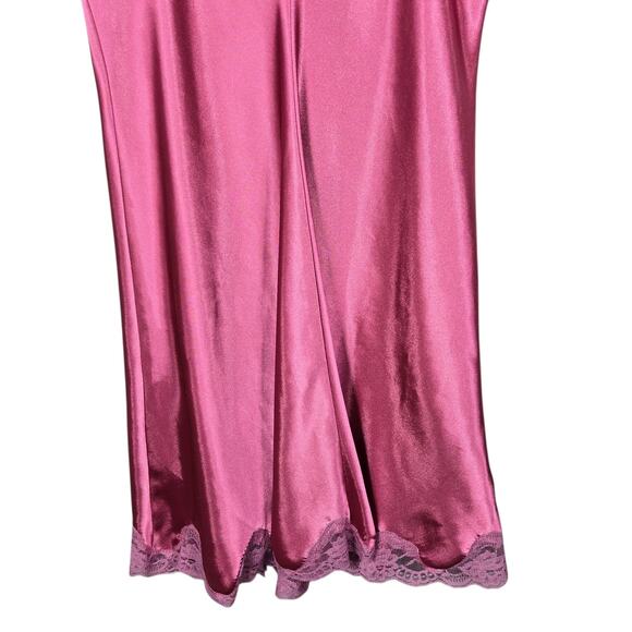 Delicates Pink Paisley Satin Robe & Chemise Set L/M Lace Trim Lingerie Romantic - Picture 8 of 11